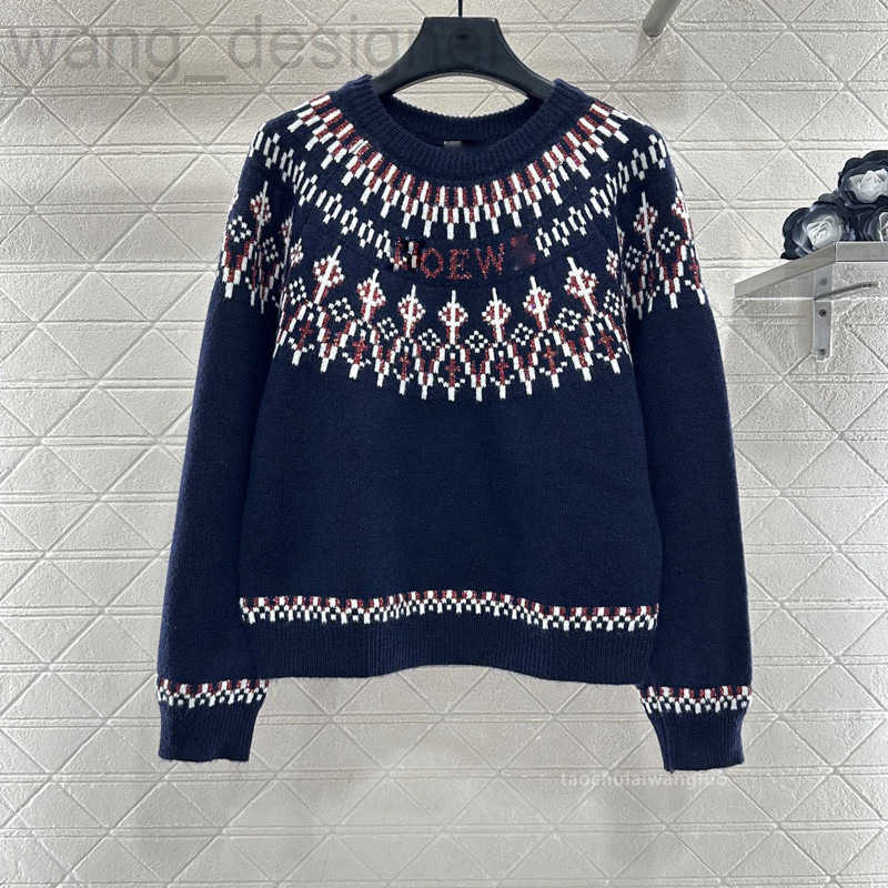 Women's Sweaters designer Fair Isle Crochet Beaded Pullover Sweater Casual Comfortable Versatile Crew Neck Long Sleeve Top D2ZZ
