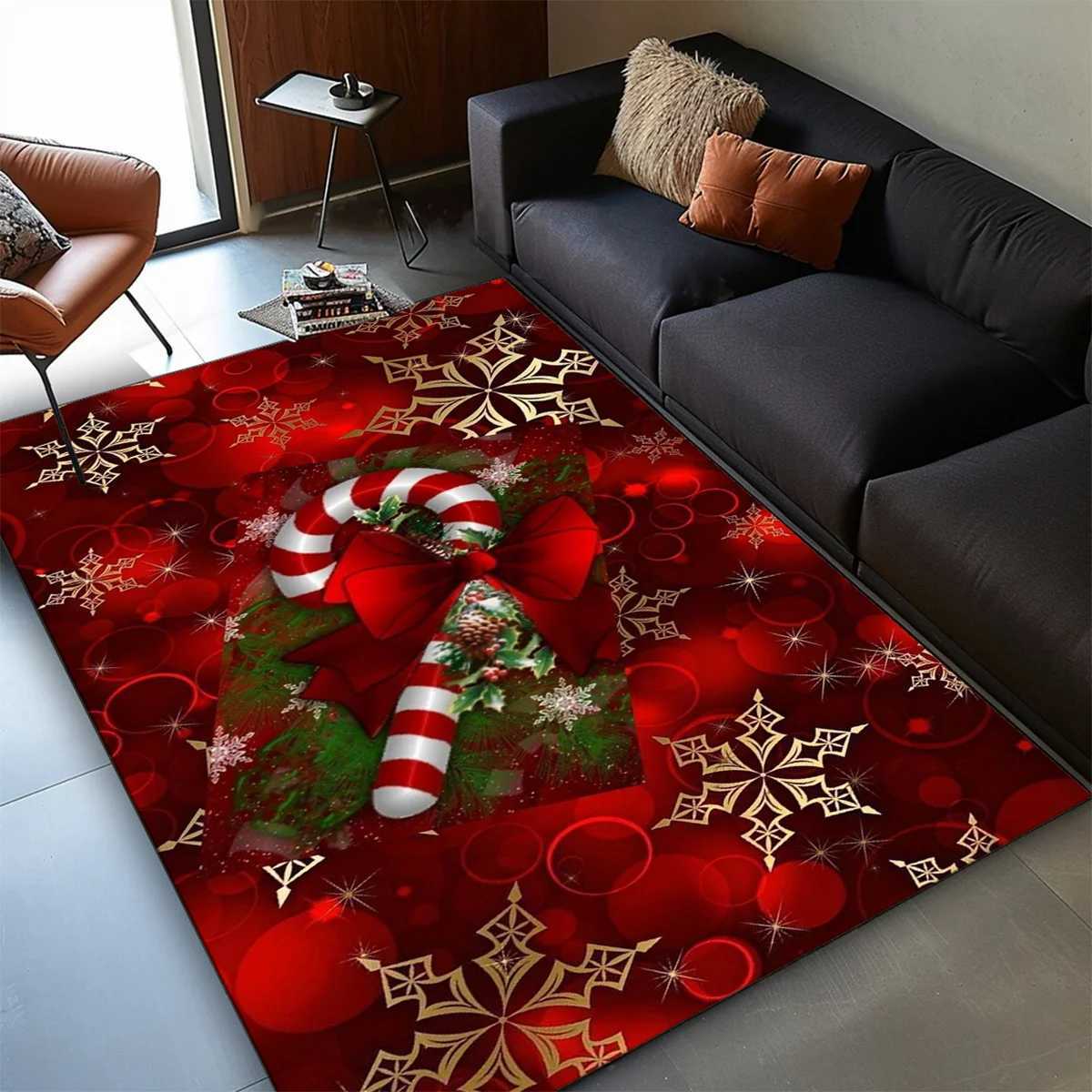 Candy Cane Print Area Rug - For Outdoor Patio Garden Yard Living Room Bedroom Hallway Kitchen Christmas Home DecorM251117