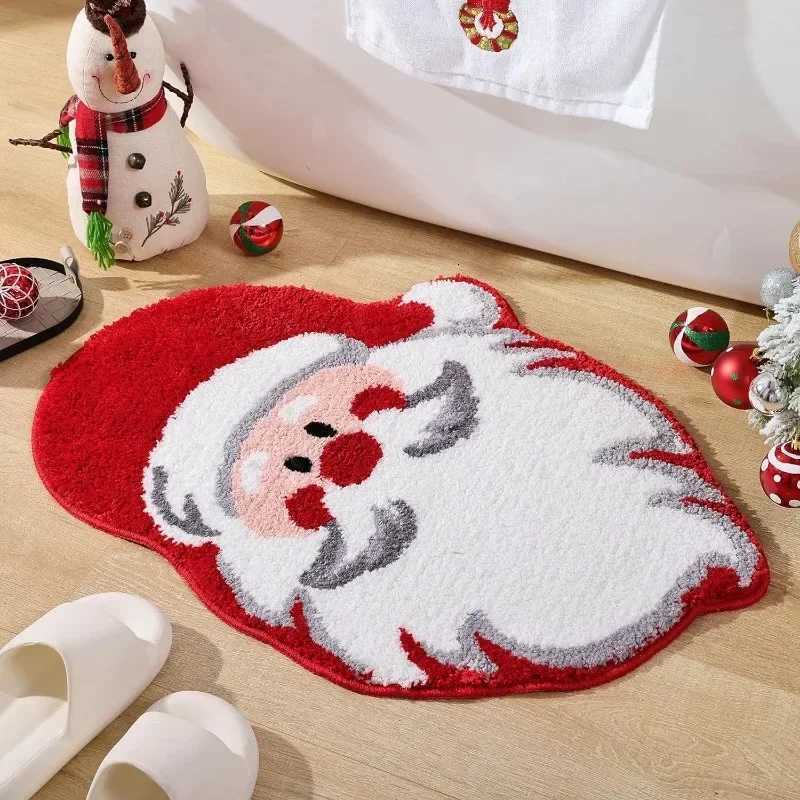 2024 Anomalous Floor Mat Christmas Tree Santa Claus Bathroom Floor Mat Living Room Entrance Door Mat Holiday Decoration CarpetM251117