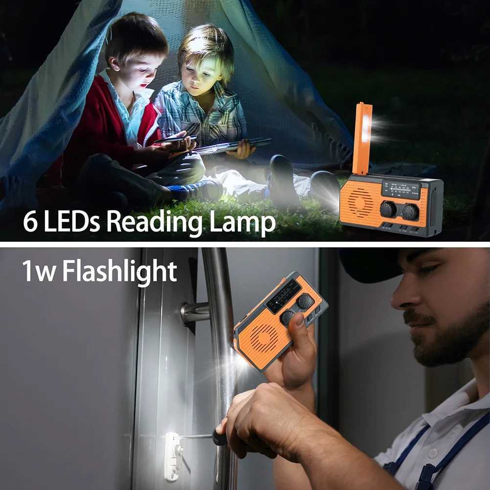 Solar Hand Crank Radio Portable Multifunctional Radio AM/FM/WB NOAA Weather Radio LED Flashlight Power Bank for Outdoor Camping M251117