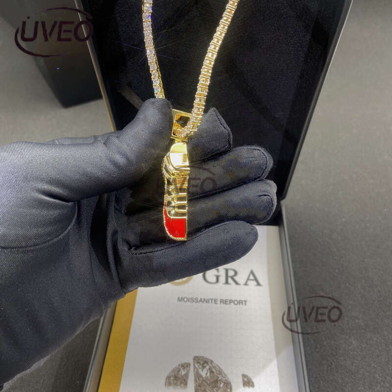 Jewelry VVS Gold Iced Out Sterling Silver 925 Moissanite Cuban Ring Hiphop Pass Diamond Tester Pendant Cuban Link Chains High Quality Mens Gift