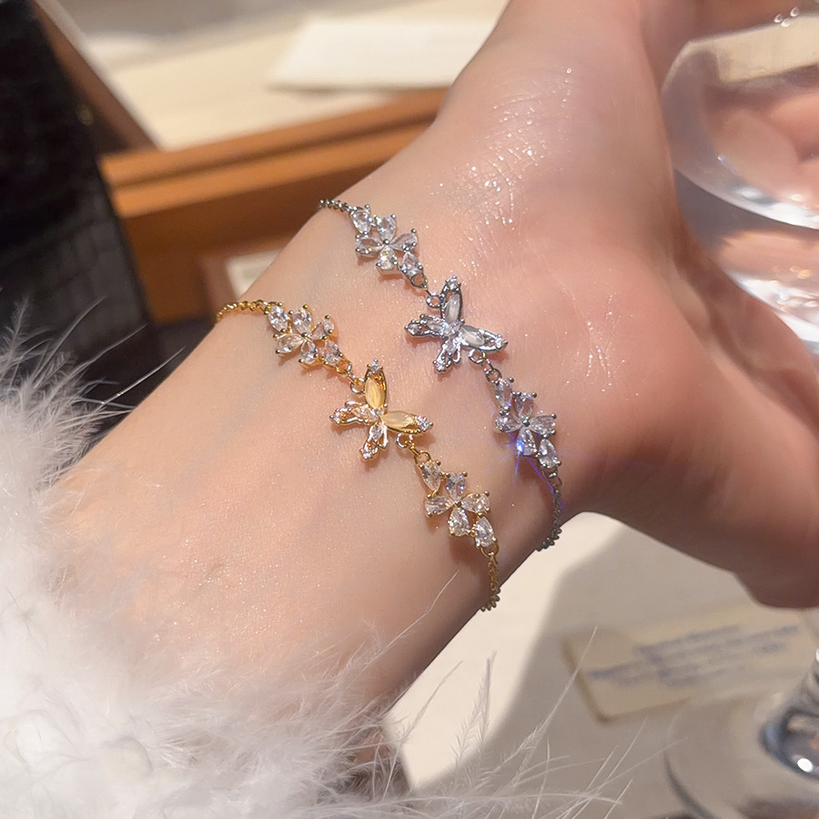 Korean Style Fashion Light Luxury Micro Inlaid Exquisite Butterfly Ins Trend Versatile Elegant Creative Pull-out Bracelet Jewelry - view 5
