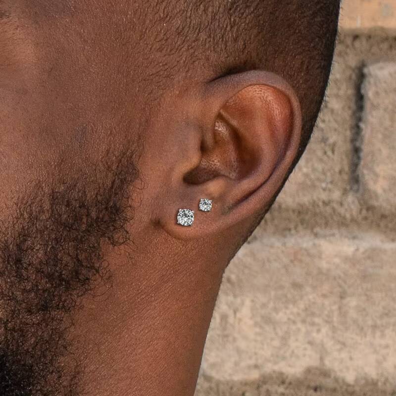 FOXI Screw Back 18K White Gold Plated Sterling Silver VVS Moissanite Square Simulated Diamond Stud Earrings for Women