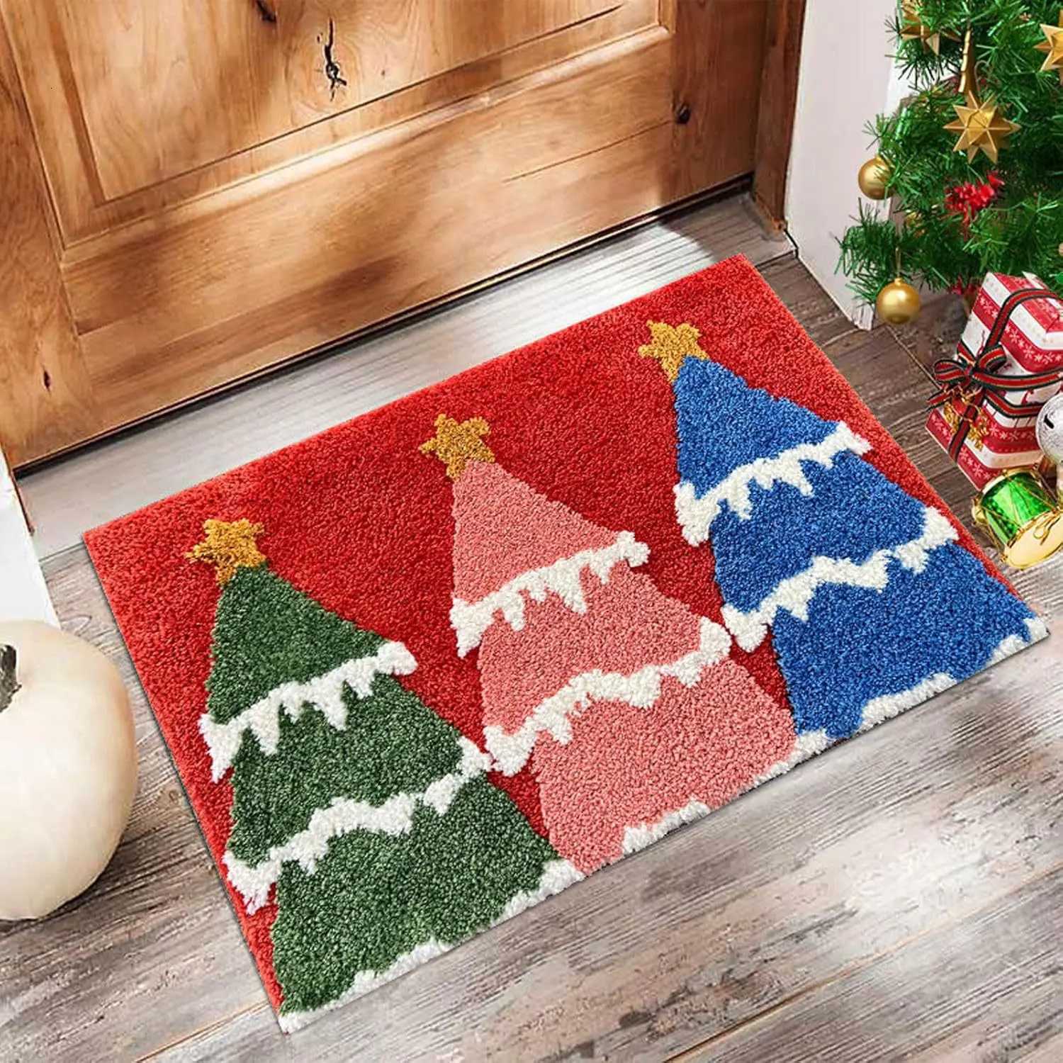 Christmas Tree Santa Claus Elk Christmas Entry Door Floor Mat Festive Decorations Carpet Bathroom Anti-slip Mat Entrance DoormatM251117