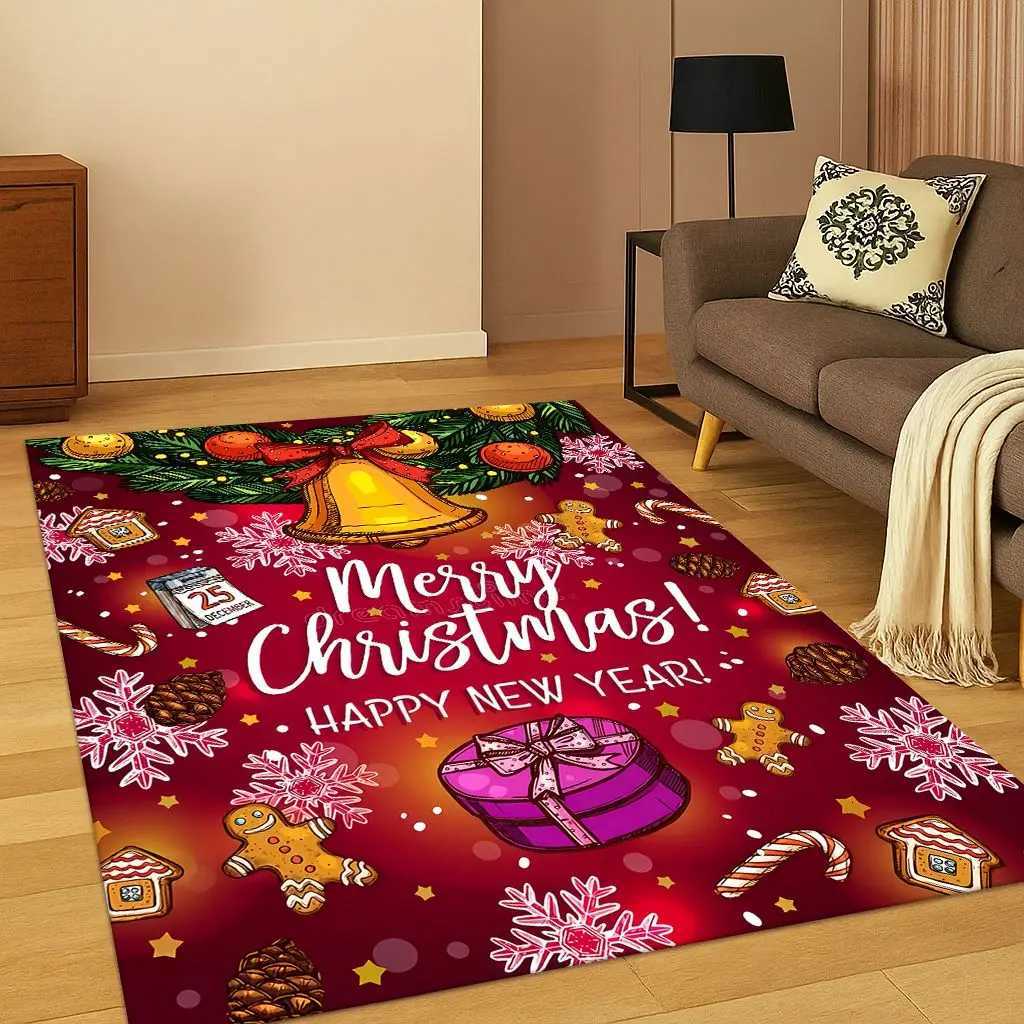Merry Christmas Tree Santa Claus Cartoon Carpet Rug for Living Room Bedroom Doormat Kitchen DecorNon-slip Game Floor Mat GiftM251117