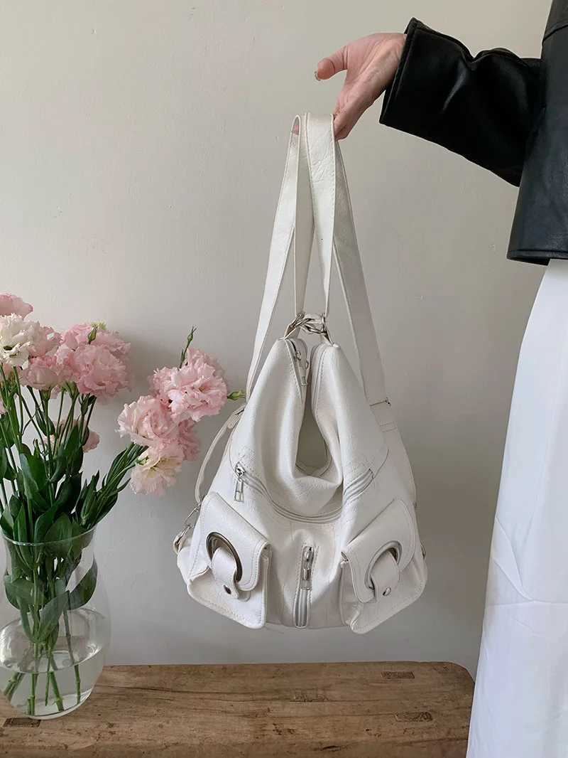 JIAERDI Vintage Grunge Y2k Handbags Women Hot Girls Pockets PU Leather White Backpacks Ladies Harajuku Aesthetic Crossbody BagsW251115