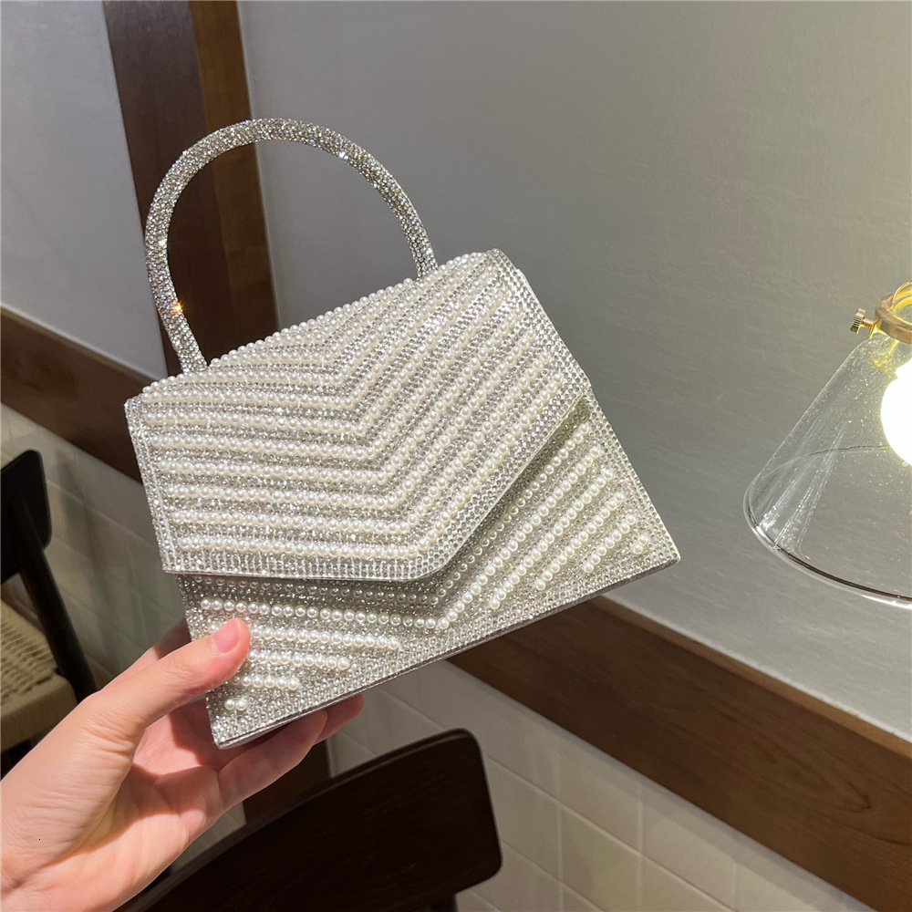 designer bag High end French shiny buning handmade Kelly banquet rhinestone small square hand-held crossbody bag