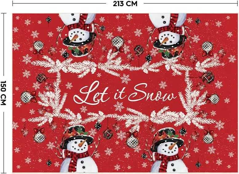 Red Snowman Let It Snow Ball Christmas Area RugXmas Winter Home Decor Low-Profile Washable Area Rugs for Entryway BedroomM251117