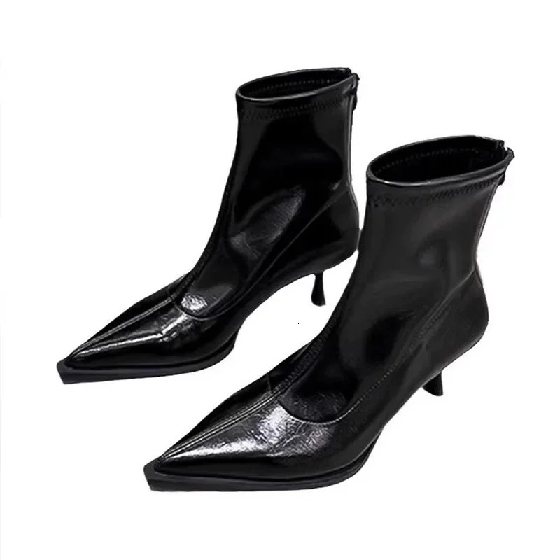 Ladies Shoes High Quality Back Zipper Womens Boots Fashion Office and Career Sexy Pointed Toe Ankle Boots 251114