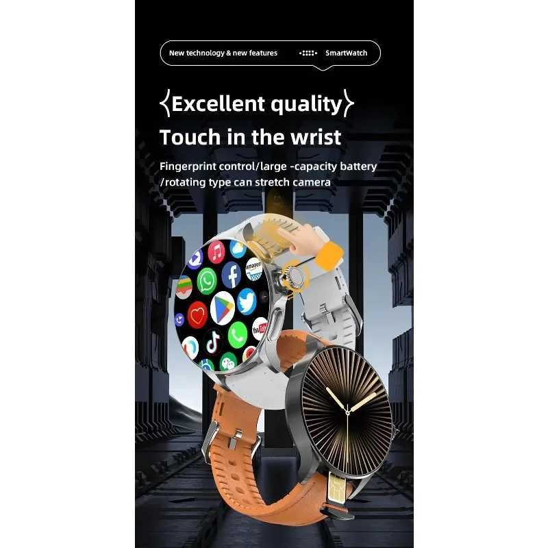 GT200 Smart Watch 195Amoled 750750 HD Resolution Telescopic Rotary Camera Touch encoder Android 100 SmartwatchM251117