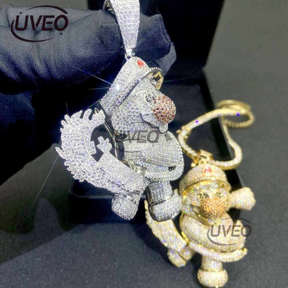 Gold Jewelry Iced Out VVS Sterling Silver 925 Moissanite Cuban Necklace Hiphop Pass Dias Tester Cuban Link Chains Pendant Fashion Gift Moissanite Chai