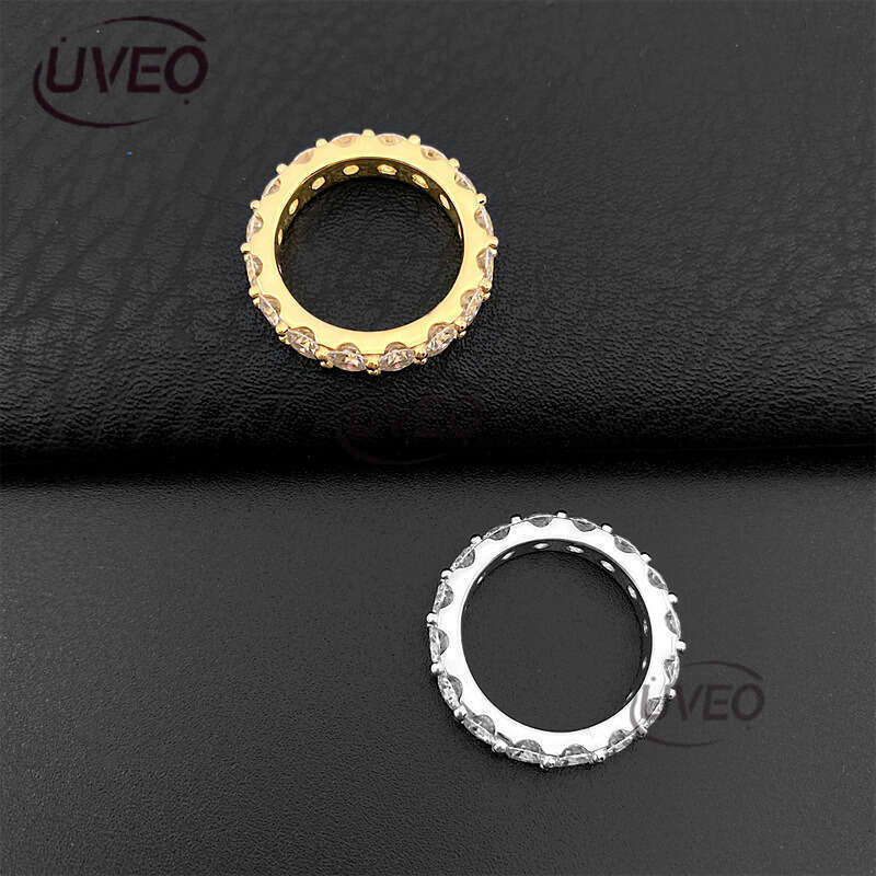 Jewelry 925 VVS Moissanite Ring Iced Out Gold Moissanite Diamond Hiphop Pass Dias Tester Mens Couple Sterling Silver