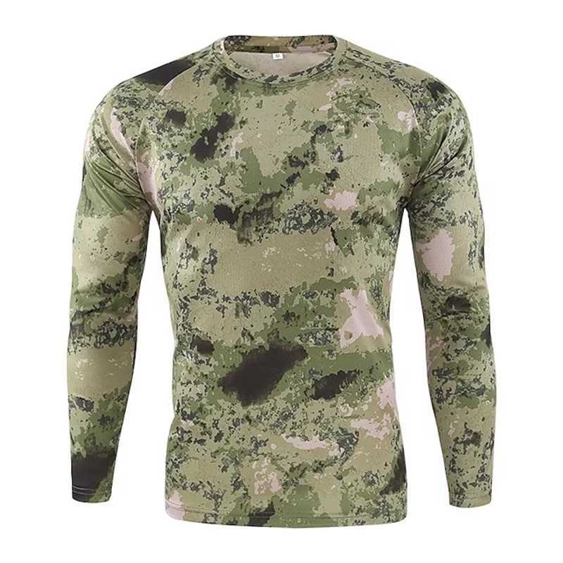 Hunting 3D printed camouflage T-shirt camouflage long sleeved spring and autumn ultra light breathable quick drying outdoor top W250417