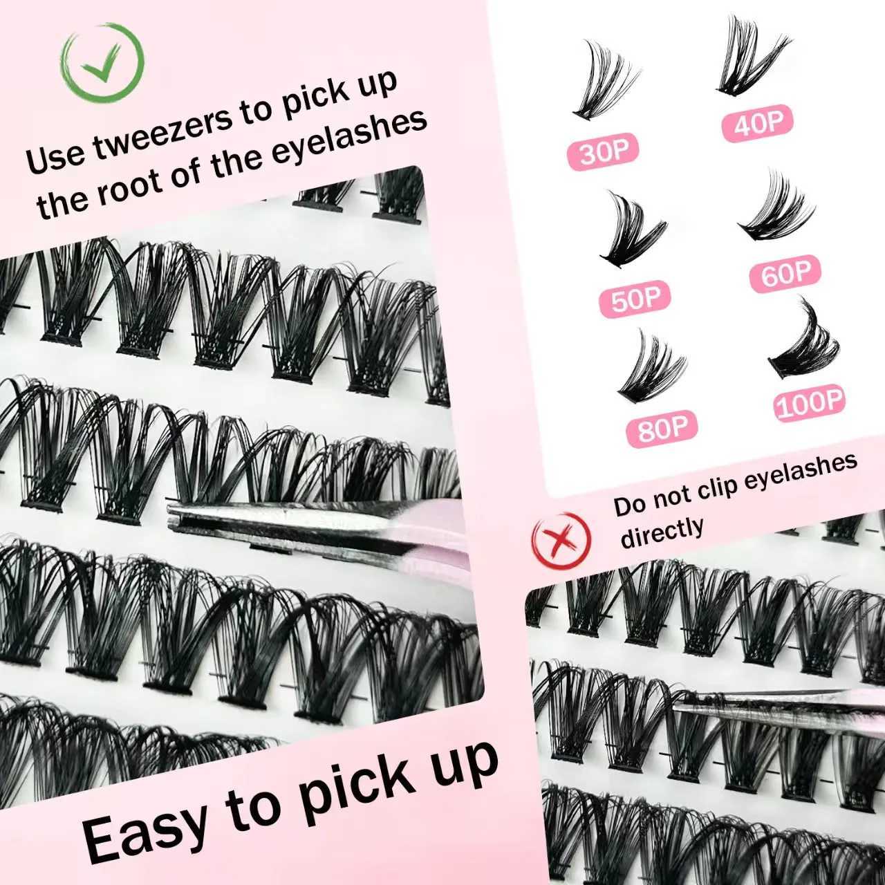 QIUNING Eyelash Clusters Kit Fluffy Individual Lashes Lash Bond and Seal and Remover Faux Mink Lashes Eyelash Extension DIYT251117