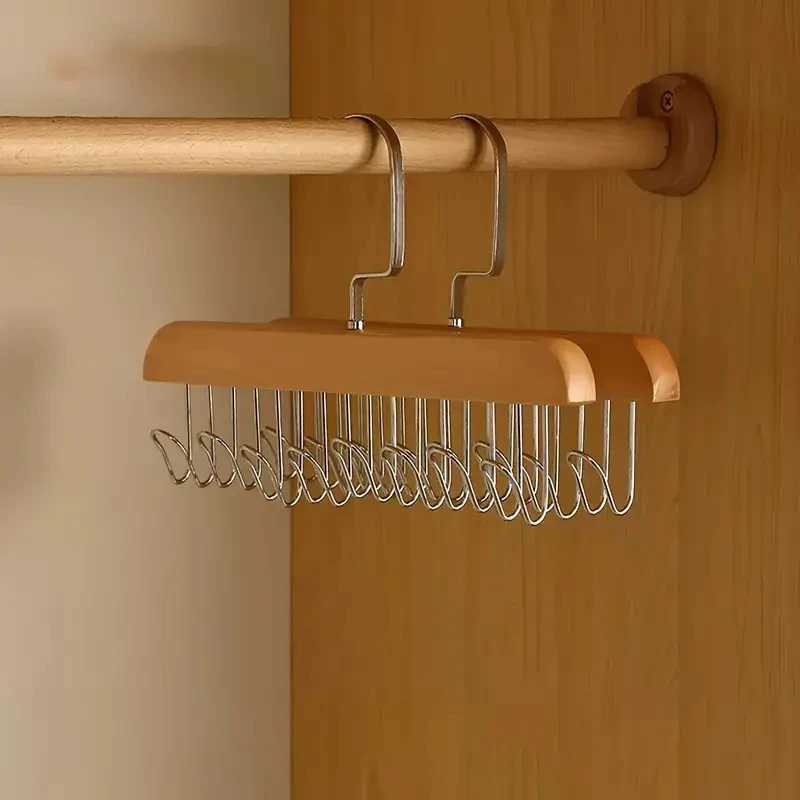 Wooden Clothes Hanger With 8 Bra Space Saving Hangers Heavy Duty Wooden Hanger With 360Rotating Closet Wardrobe C251117