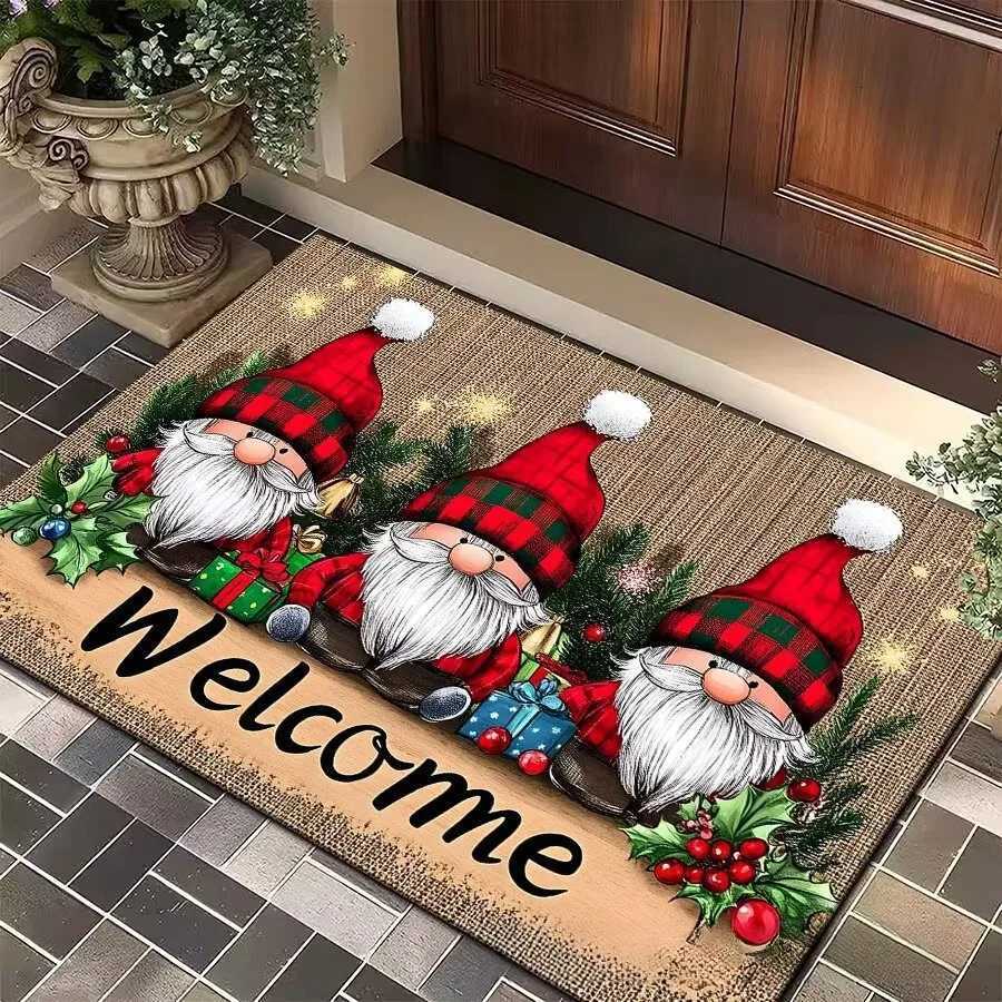 Merry Christmas Santa Claus Dwarf Carpet Party Living Room Sofa Bedroom Bedside Study Entrance Door Rug Non-slip Decor MatM251117