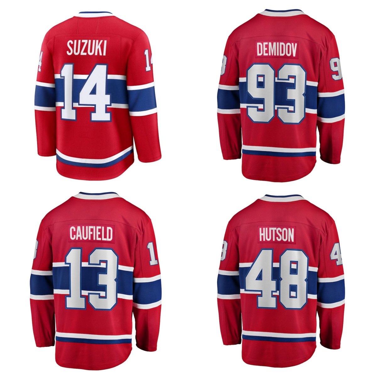 Hockey Jerseys Demidov 93 Hutson 48 Caufield 13 Suzuki 14 Slafkovsky 20 Jersey Red Color Size S-XXXL Stitched Men's Jersey Fanatic