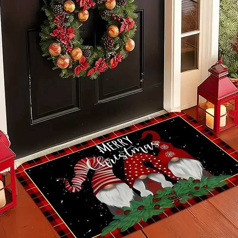 Christmas With Holly Berry Pattern Welcome Floor Mat Premium Flannel Bathroom Living Room Bedroom Office Christmas DecorM251117