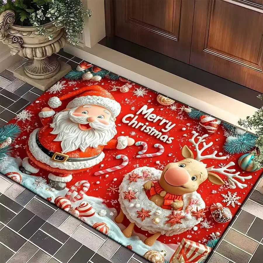 Christmas carpet entrance door mat Santa Claus red entrance door mat Printing anti slip rugM251117
