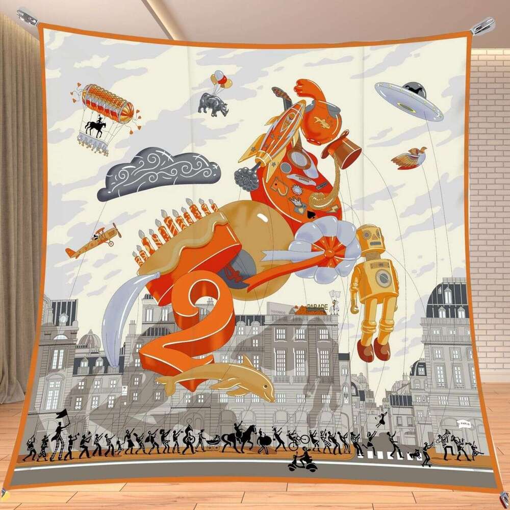 Horse Journey Twill 90 Large Spring and Autumn New Silk Square High-end Shawl Versatile Scarf Cross-border