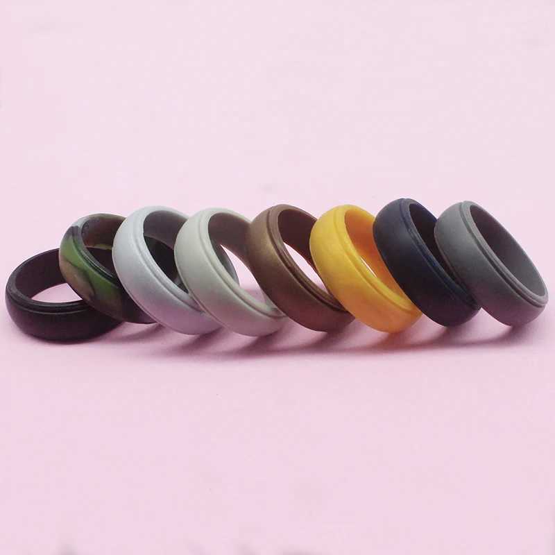 Mens New Mens Silicone Ring 7-12 Size Low Allergy Flexible Mens Wedding Rubber Band 8mm Food Grade Silicone Finger RingT250417