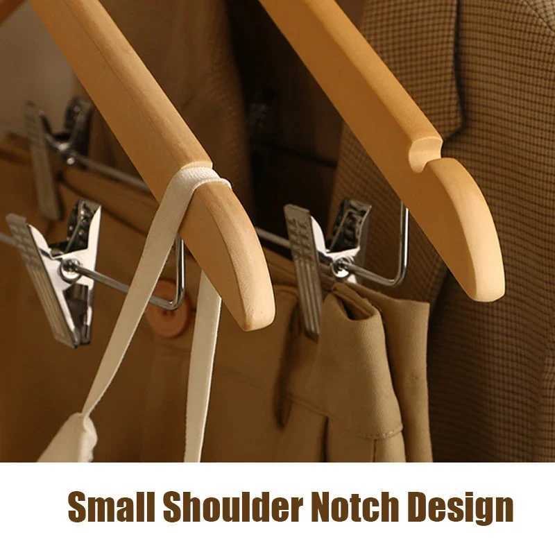 5PCS High-Grade Wooden Suit HangersSkirt Hanger Solid Wooden Trouser Rack with Shoulder Notches for Dress Jacket C251117