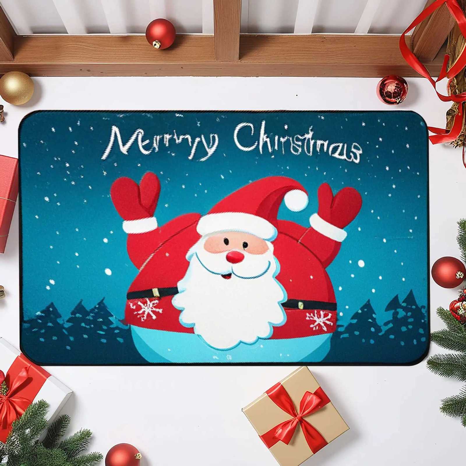 Christmas Decoration Door Mat Crystal Velvet Carpet Entry Door Porch Dirty Washable Mat Balcony Bathroom Foot RugsM251117