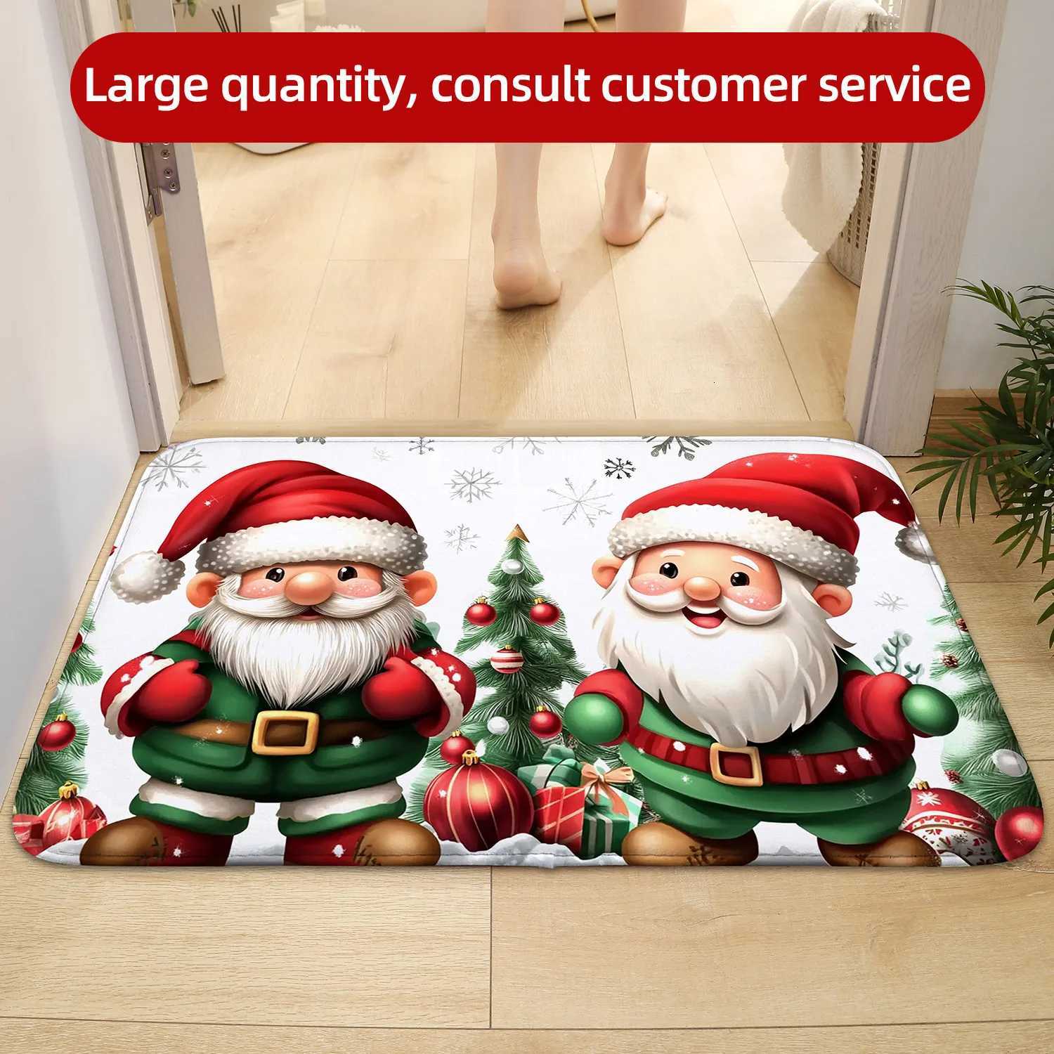 Christmas Tree Pattern Welcome Door Mat - Machine Washable Absorbent Floor MatLiving RoomKitchenHoliday Home DecorationCarpetM251117