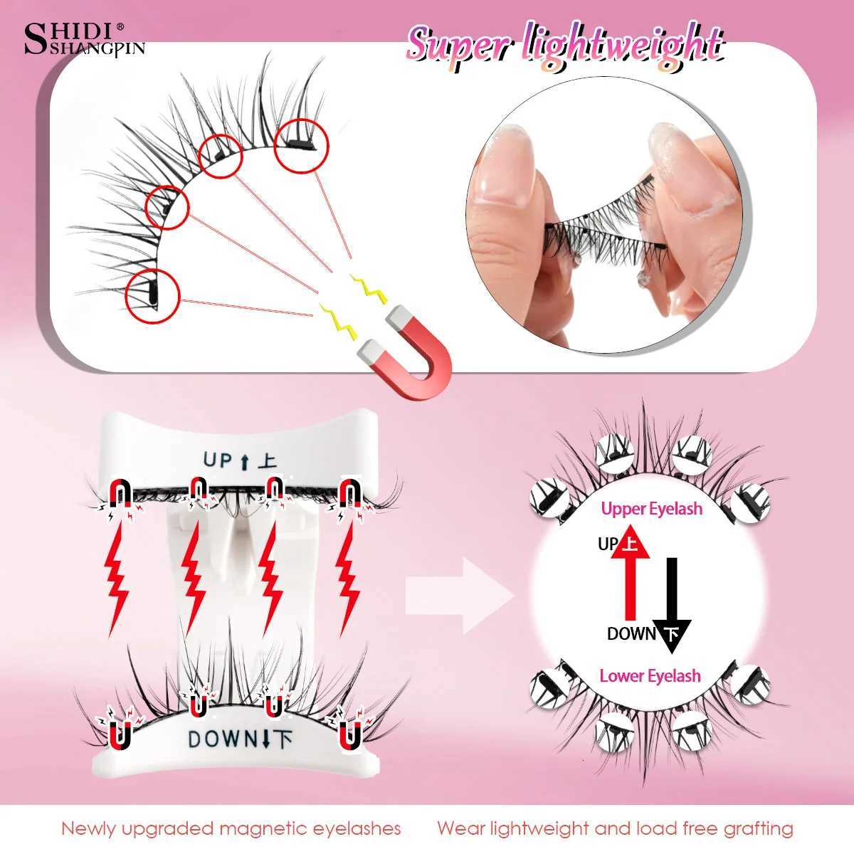2 Pairs Magnetic Eyelash Natural Look Fluffy False Eyelashes Reusable Magnetic Eyelash Set with Applicator No Glue Need MakeupT251117