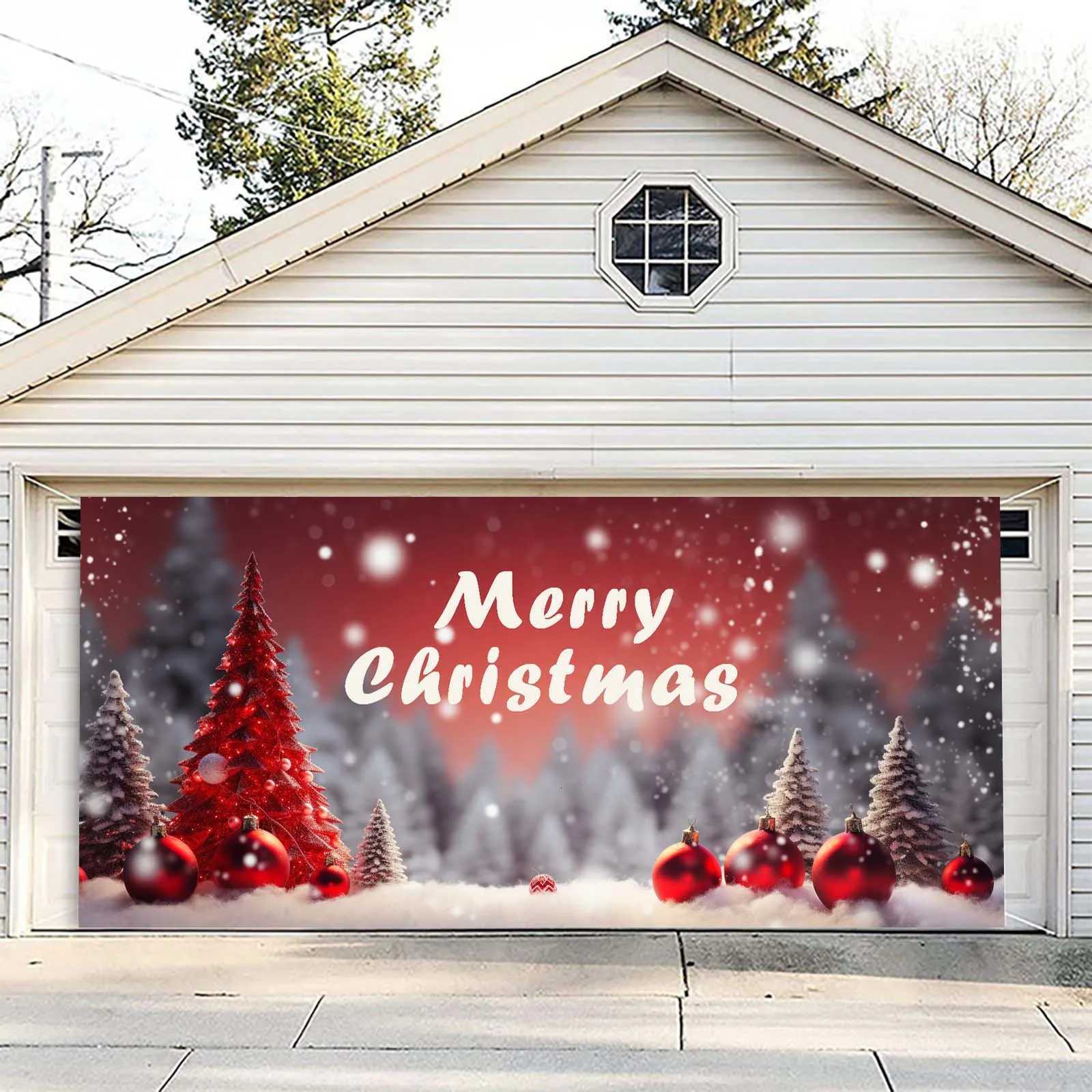 Christmas Christmas Garage Door Decoration Christmas Garage Door Banner Mural Cover 7 X 16 Feet Large Garden Flag Suministros NavideOs Y251117