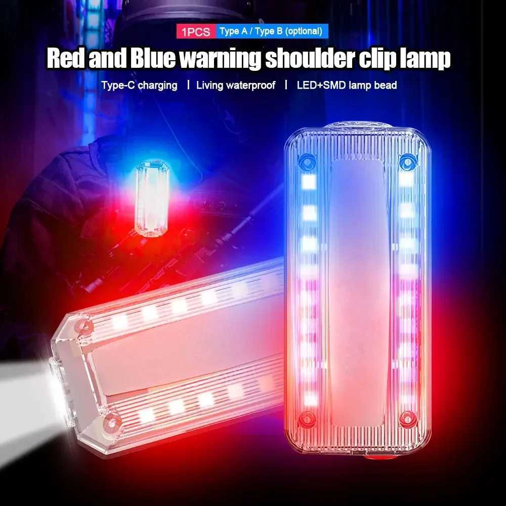Bicycle LED Light USB Rechargeable Cycling Taillight Helmet Lamp Shoulder Clip Red Blue Warning Flashlight For Camping Running M251117