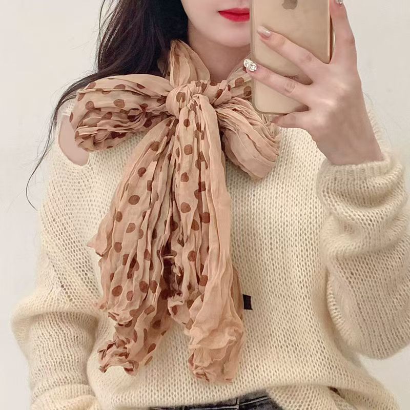T493 new cotton and linen scarf female retro gradient long shawl literary pleated thin spring and autumn warm neck collar