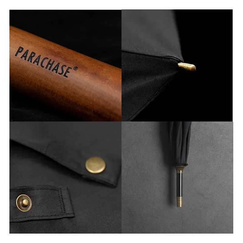 Wooden Handle Long Umbrella Big Strong Windproof Black Umbrellas Double Layer Men Business Rain Umbrella 8K Male Paraguas C251117