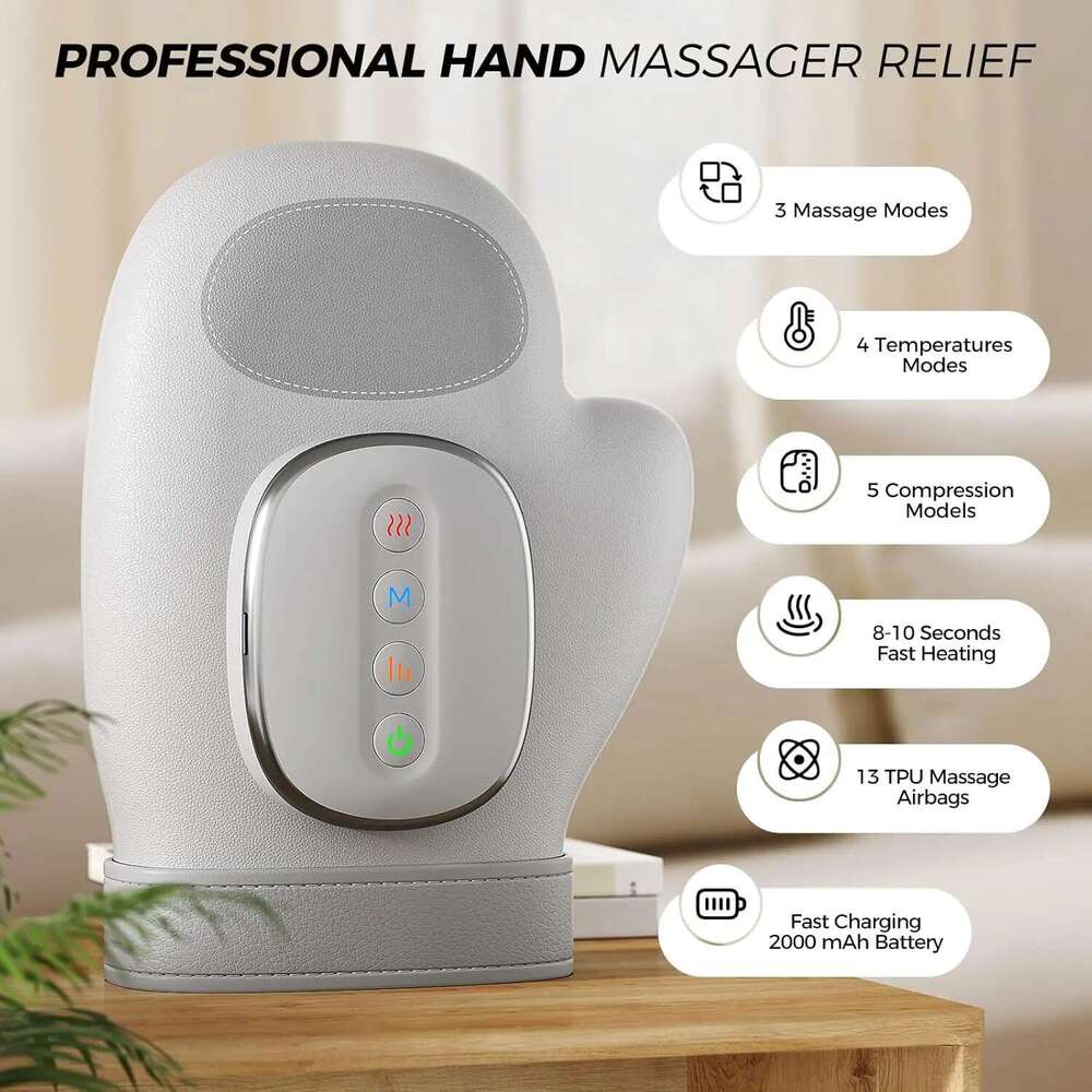 Hand Massager with Heat Relief, 3 Massage 4 Temperatures 5 Compression Models Therapy Gloveitis & Wrist Carpa