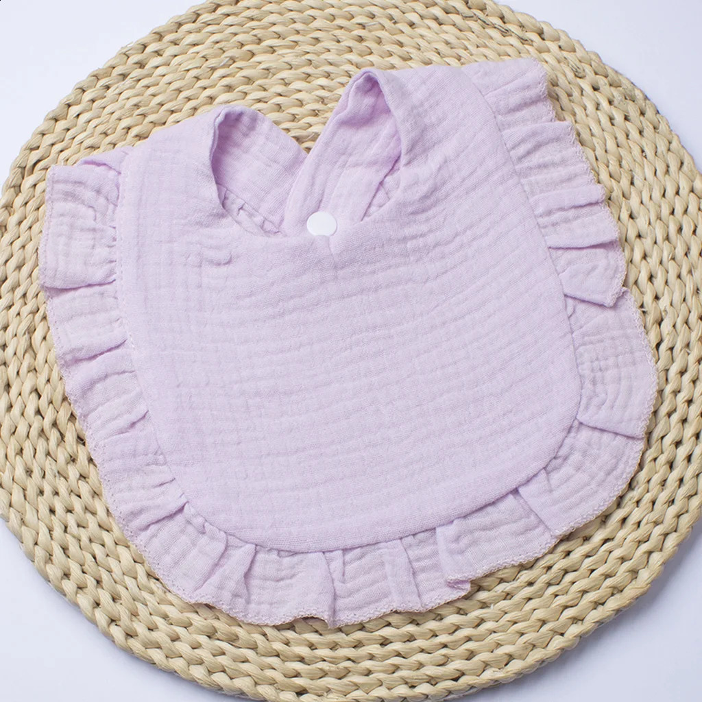 Gauze bib suitable for boys and girls pure cotton candy comfortable color Saliva solid lace towel baby products 250414z