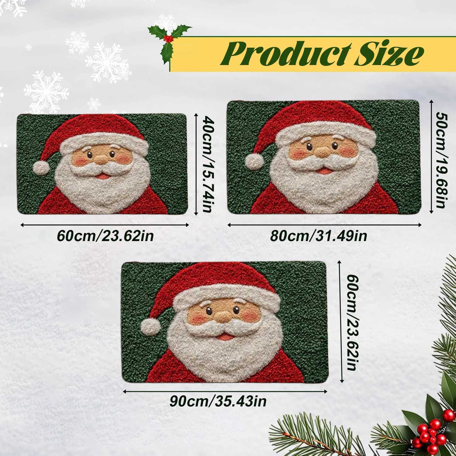 Christmas Door Mat Plaid Pattern Welcome Rug Festive Home Decor Mat Waterproof Non Slip Floor Protector for Xmas EntranceM251117