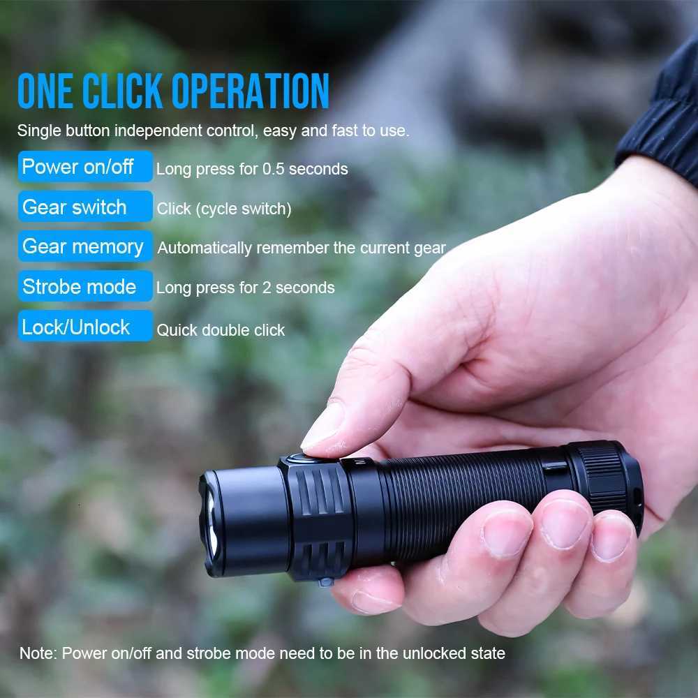 Trustfire MT22 Rechargeable EDC LED Flashlight 2250Lumen Powerful Type C USB Charging Torch 18650 Work Light Power Bank Function M251117