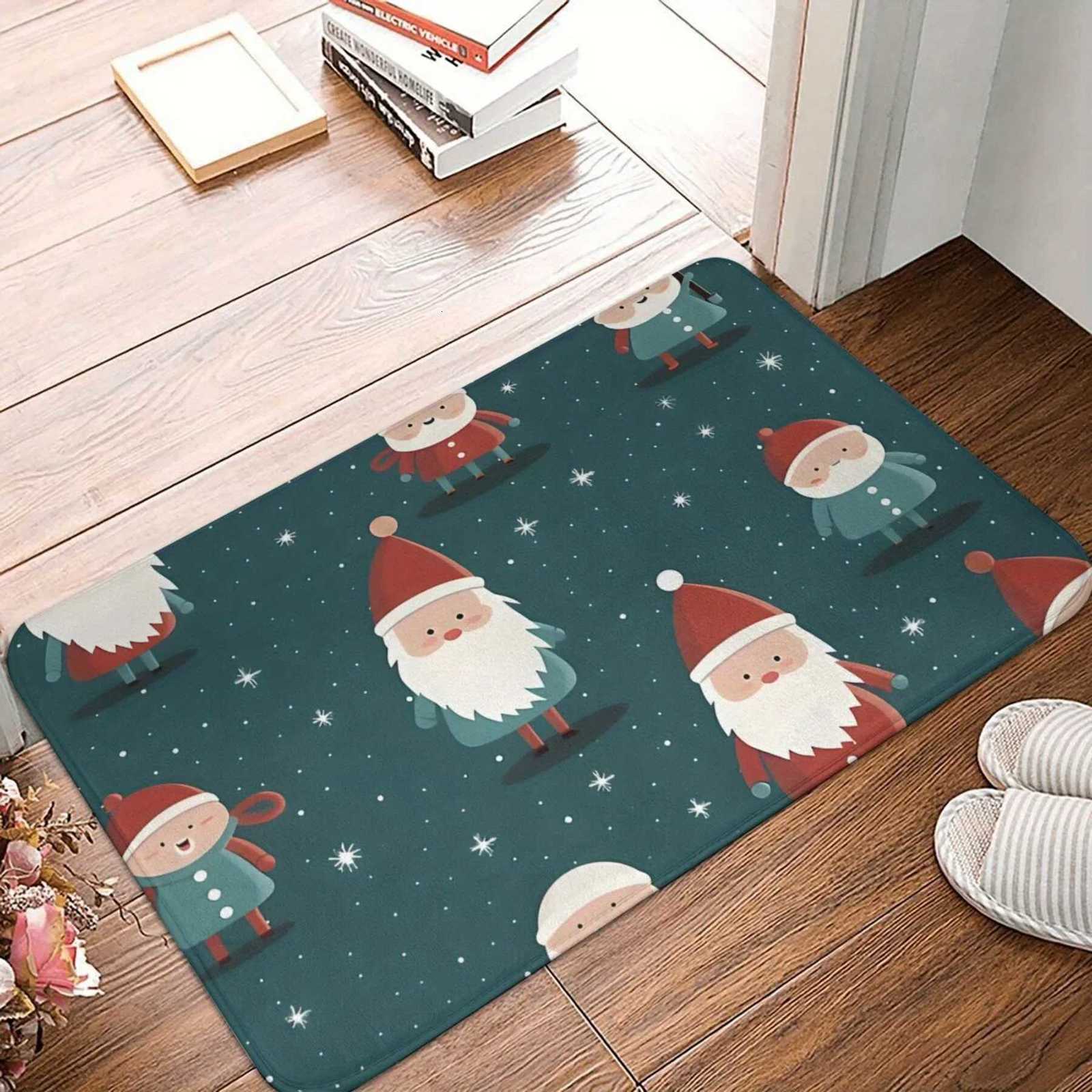 Christmas Doormat - Cheerful Santa Claus pattern polyester non-slip mat for indoor and outdoor home entrancesM251117