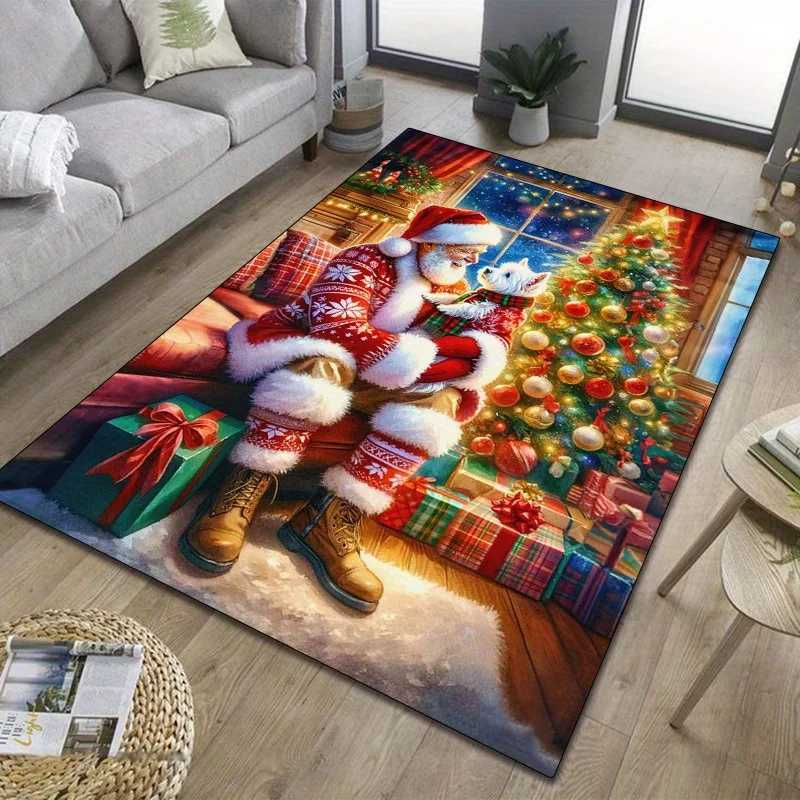 176 LB Per Square Meter Crystal Velvet Home Carpet Featuring a Santa Claus Design Suitable for The Living Room Bedroom KitchM251117