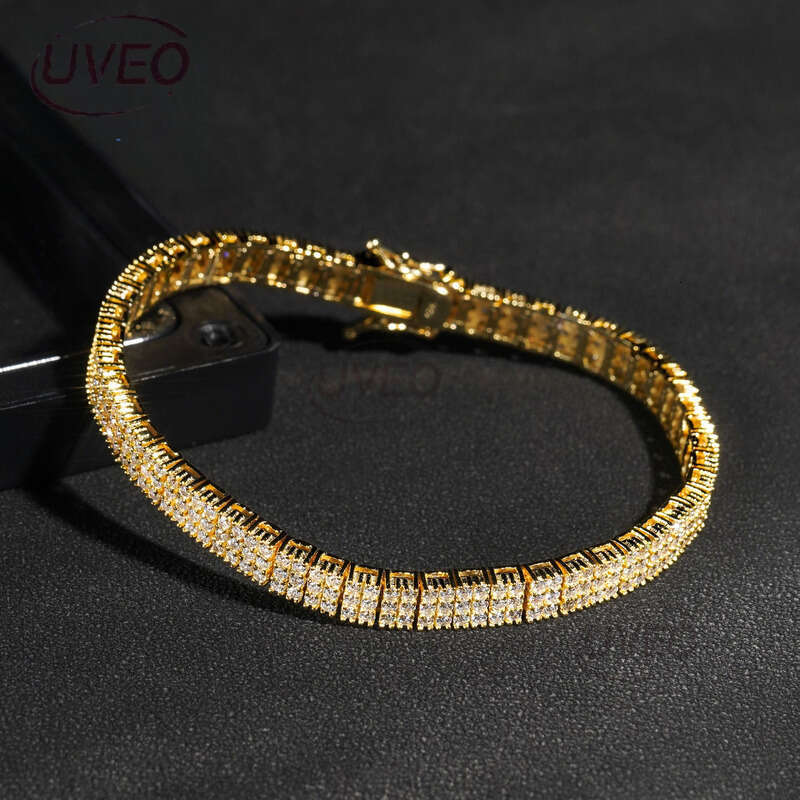 Moissanite Bracelet VVS Jewelry Gold 925 Moissanite Bracelet Clover Hiphop Pass Dias Tester Chain Mens Necklace