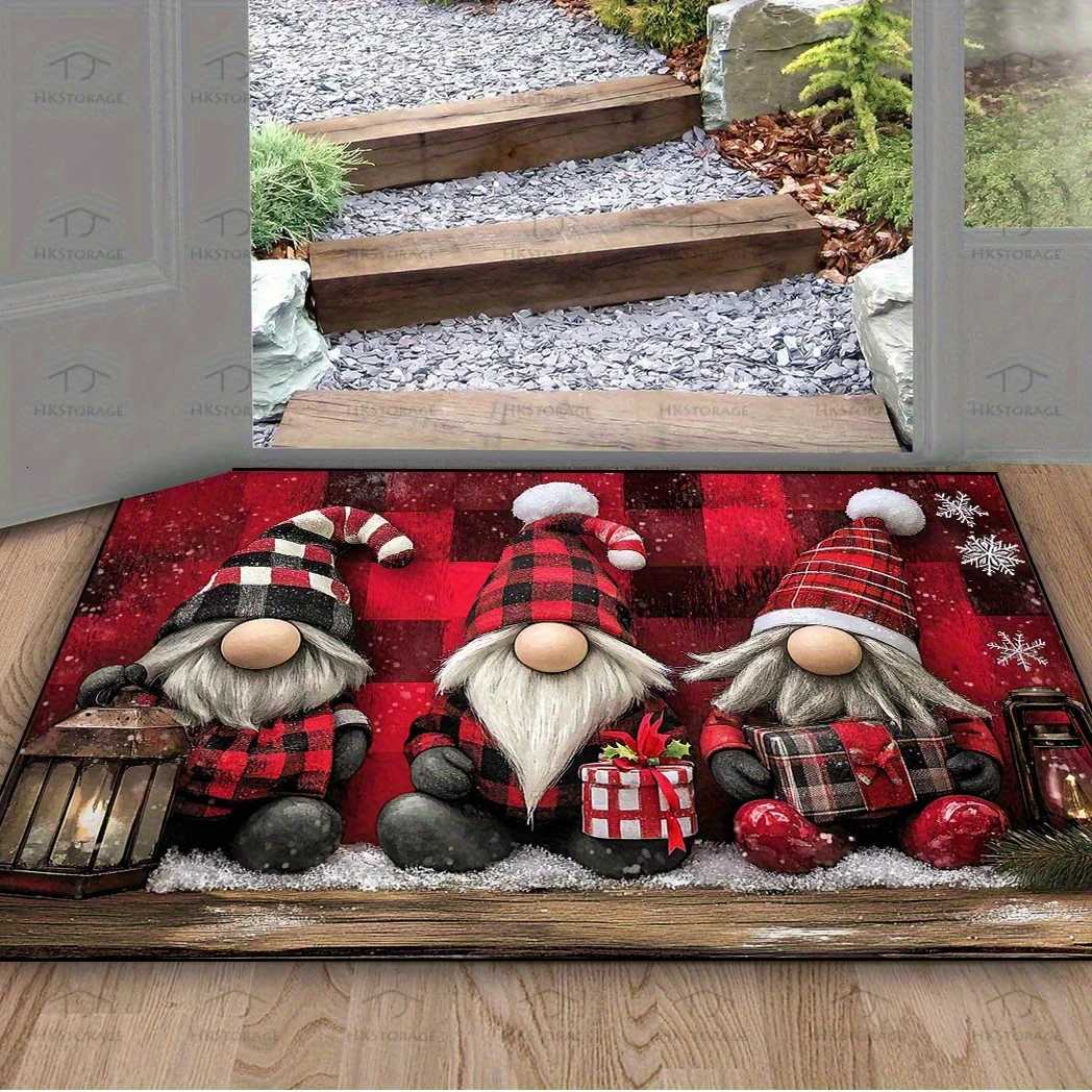 VIKAMA Christmas Dwarf Welcome Mat Water-Absorbing And Non-Slip Suitable For Use In Bathrooms Porch Carpet Home DecorM251117
