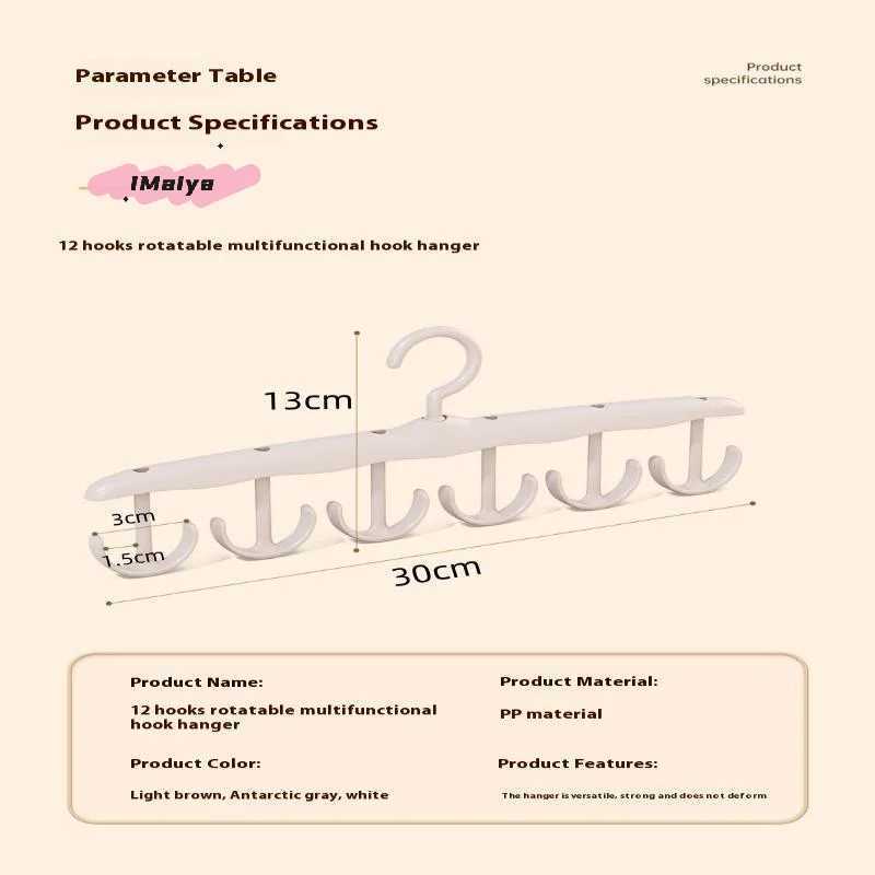 12-Hook Rotating Hanger Closet Organizer Space-Saving for Ties Belts Underwear Portable Storage for Home And Dorm C251117