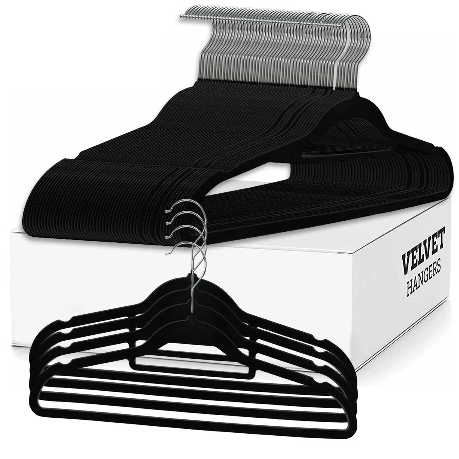 Velvet Clothes Hangers Non-Slip Hanger with Pants Bar Space Saving Flocked Hangers for Suits Shirts Coats Wardrobe Storage C251117