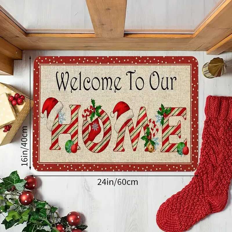 VIKAMA Christmas Crystal Velvet Rug Entrance Door Carpet for Bathroom Quick-Drying Floor Mat for Bathroom and Home DecorationM251117