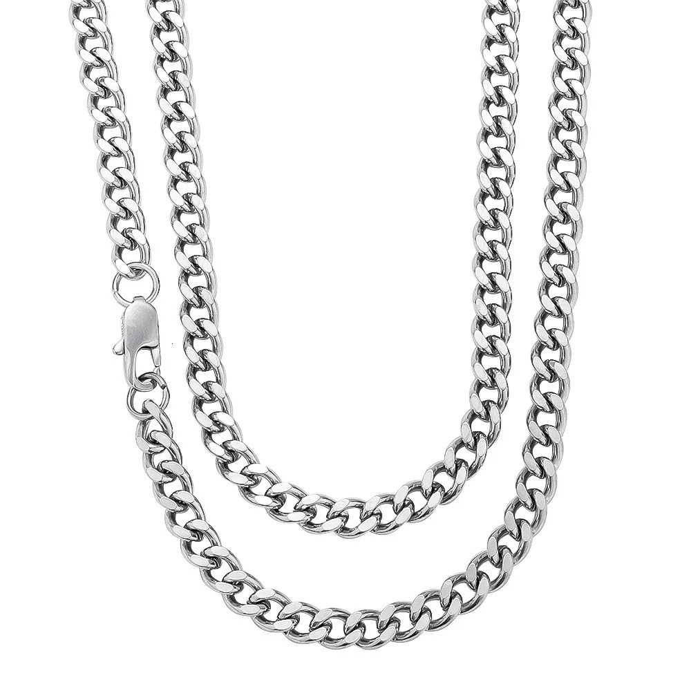 Basic Punk Stainless Steel 357mm Curb Cuban Necklaces For Men Women Black Gold Color Link Chain Chokers Solid Metal Jewelry y250114