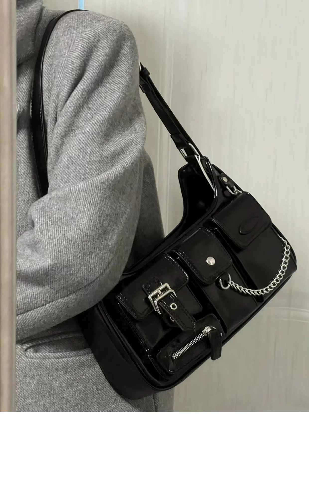 JIAERDI Vintage Y2k Handbags Women 2025 High Street Zipper Casual Solid Messenger Bag Ladies Moto Biker Bolso Mujer AestheticW251115