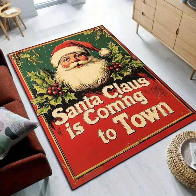 Santa Claus Christmas Rug for Festive Holiday Decor Seasonal Area Rugs Winter Wonderland Home Accents Skid resistant carpetM251117