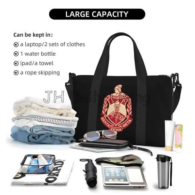 Delta Sigma Theta Girls Association Printed Luggage Bag Womens Travel Bag Foldable Overnight Weekend Bag with Adjustable Shoulder StrapW250417