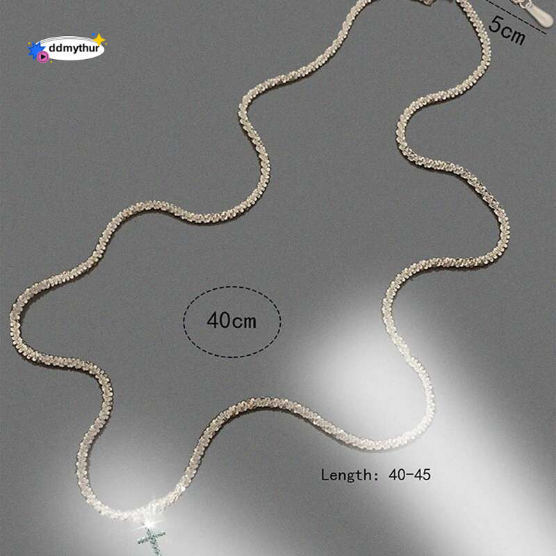 Popular Sterg Sier Cross Zircon Necklace Personalized Geometric Pendant Choker Birthday Party Gift Women's Fine Jewelry ddmythur