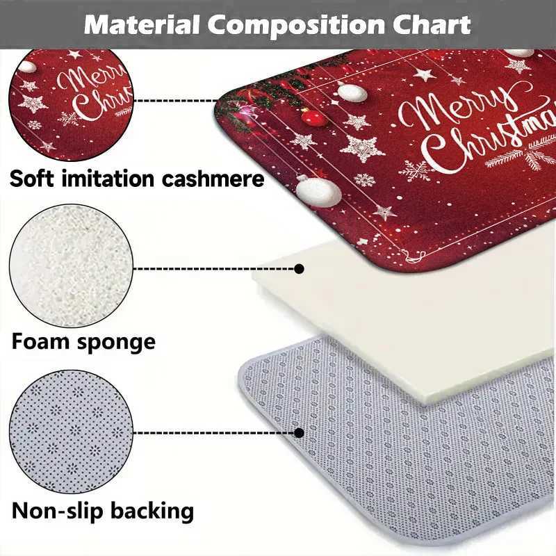 Christmas Kitchen Mats Entrance Doormat Decor Winter Xmas Hallway Balcony Rugs Bath Non-slip Foot Pad Christmas DecorationsM251117